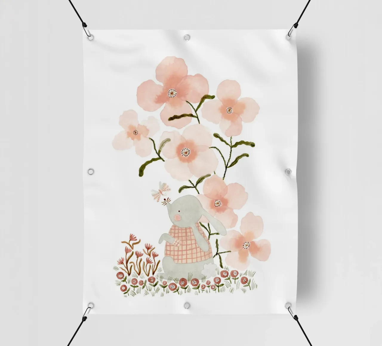 Claudia Voglhuber - Hase mit Mohnblumen telo in pvc da The Artcircle