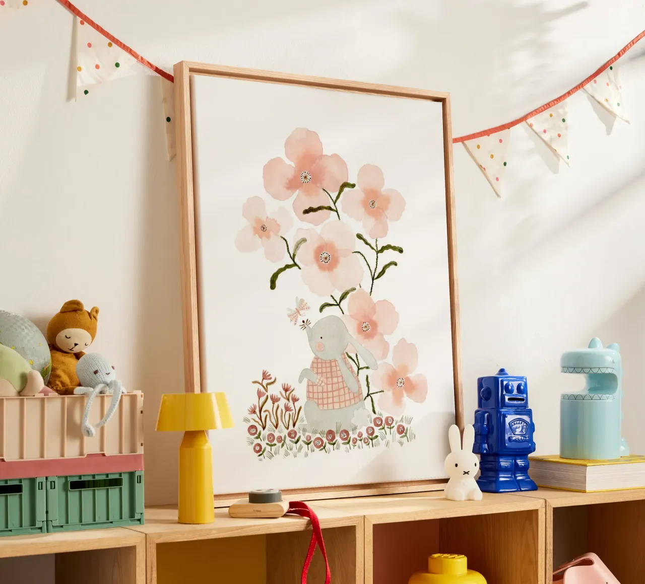 Claudia Voglhuber - Hase mit Mohnblumen tela con Cornice a cassetta da The Artcircle