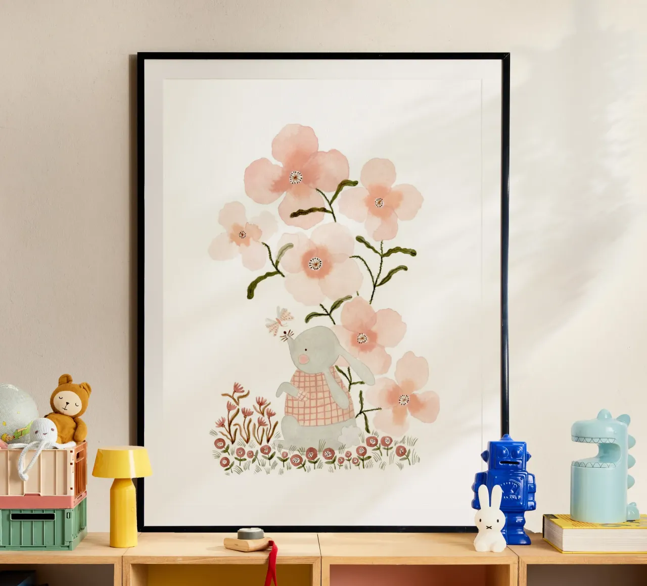 Claudia Voglhuber - Hase mit Mohnblumen carta hahnemühle da The Artcircle