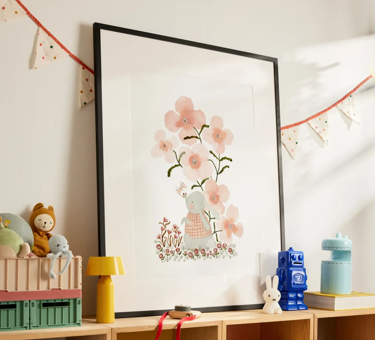 Claudia Voglhuber - Hase mit Mohnblumen carta hahnemühle da The Artcircle