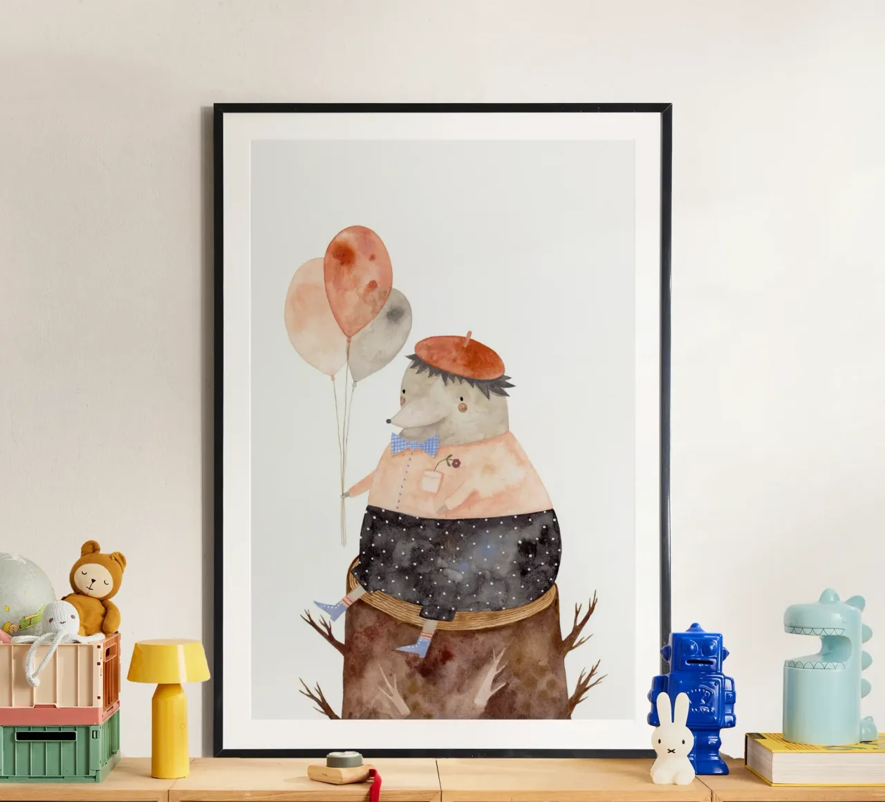 Claudia Voglhuber - Igel mit Luftballons poster da The Artcircle