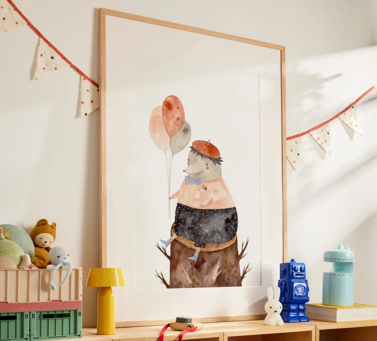 Claudia Voglhuber - Igel mit Luftballons poster da The Artcircle