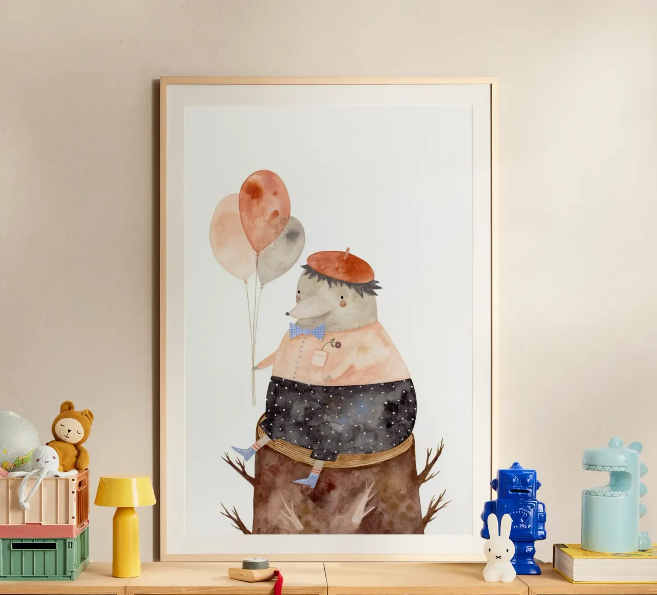 Claudia Voglhuber - Igel mit Luftballons poster da The Artcircle
