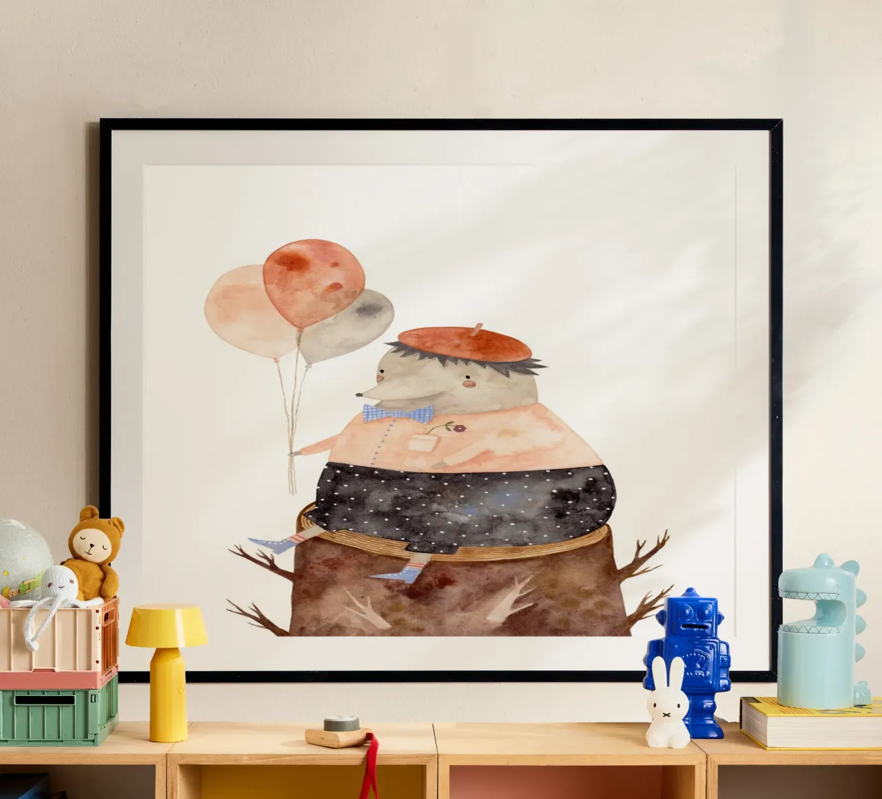 Claudia Voglhuber - Igel mit Luftballons poster da The Artcircle
