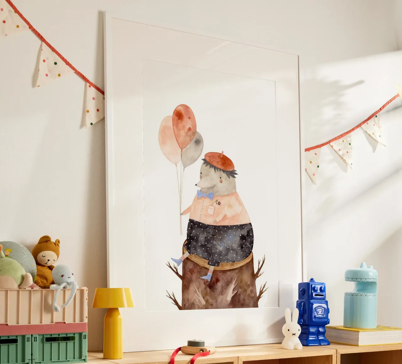 Claudia Voglhuber - Igel mit Luftballons poster da The Artcircle