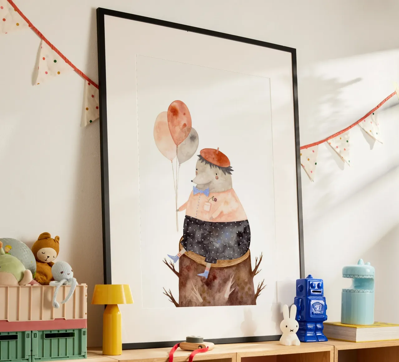 Claudia Voglhuber - Igel mit Luftballons poster da The Artcircle