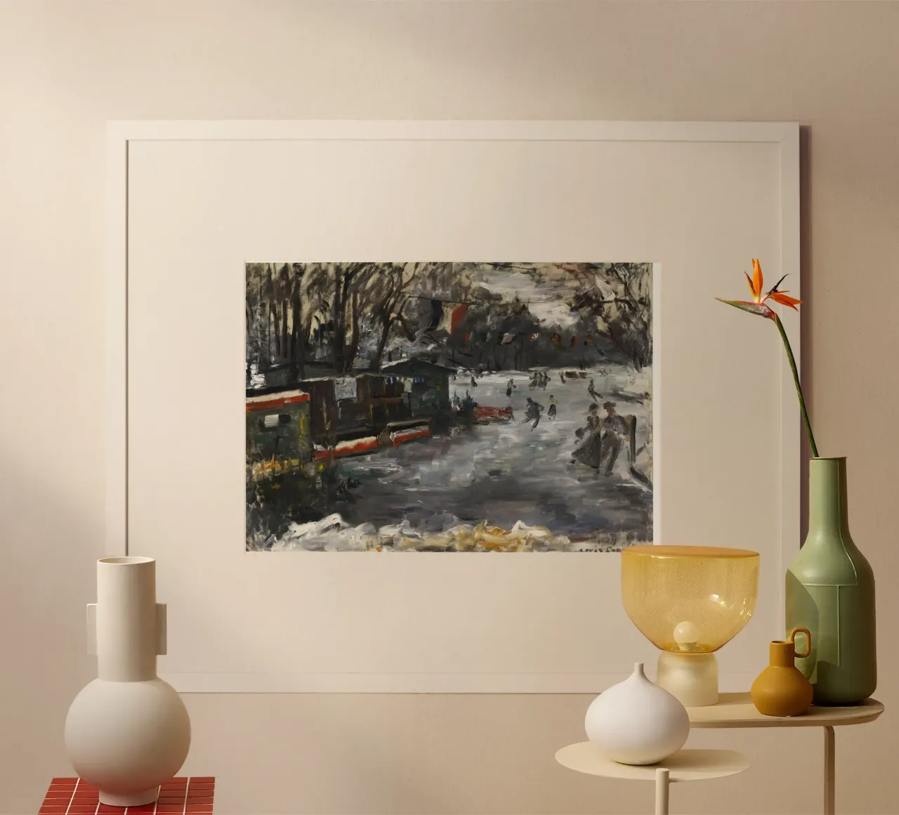 Lovis Corinth - Pista di pattinaggio sul ghiaccio nel Tiergarten, Berlino. poster con telaio in alluminio da ARTOTHEK