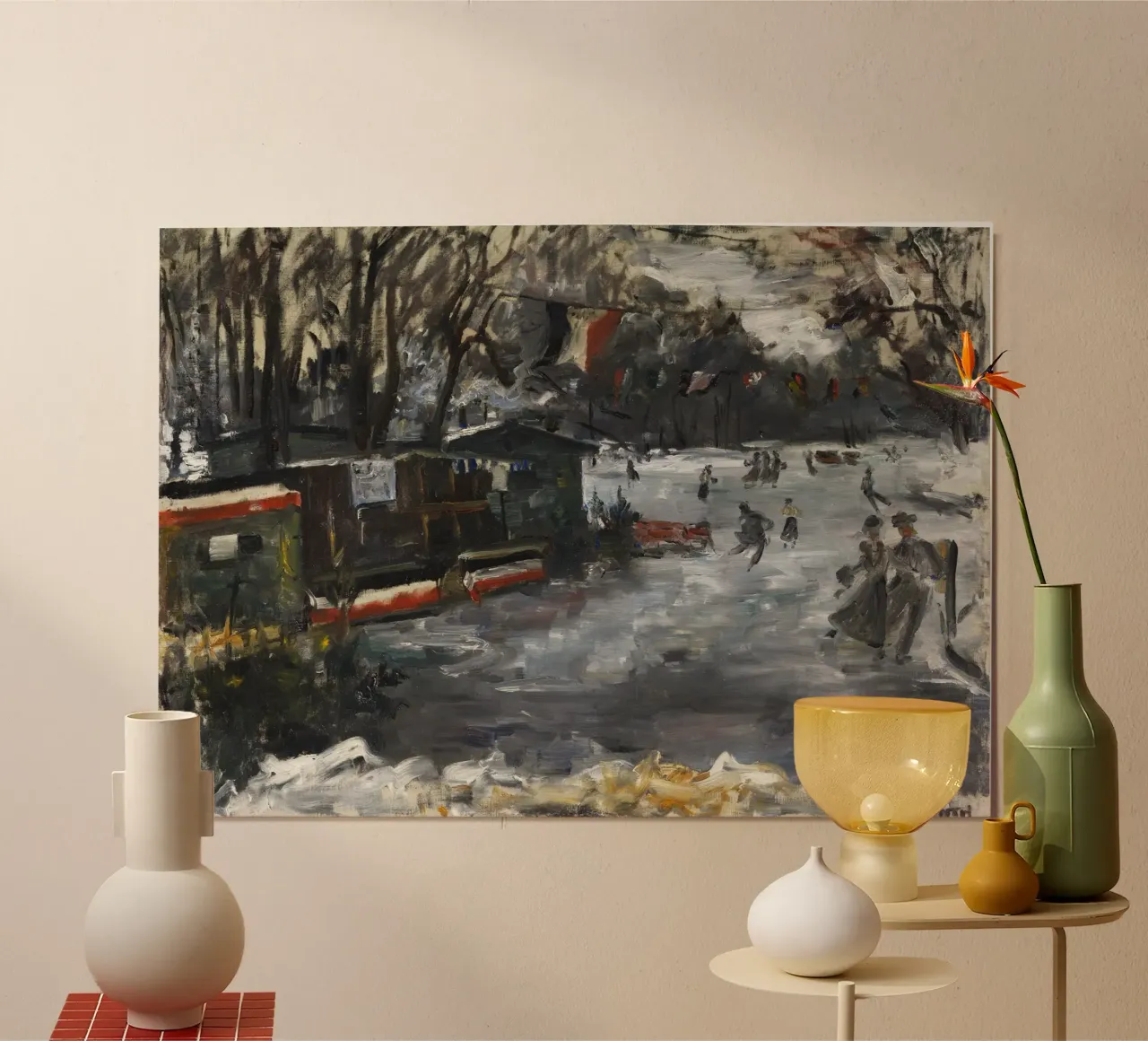 Lovis Corinth - Pista di pattinaggio sul ghiaccio nel Tiergarten, Berlino. poster con telaio in alluminio da ARTOTHEK