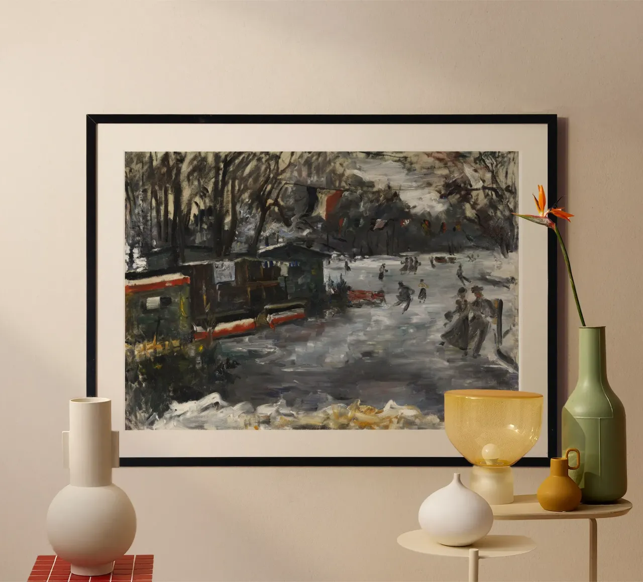 Lovis Corinth - Pista di pattinaggio sul ghiaccio nel Tiergarten, Berlino. poster con telaio in alluminio da ARTOTHEK