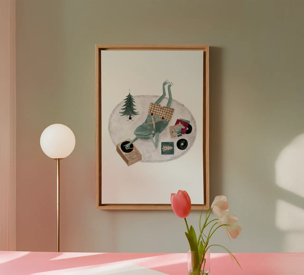 Claudia Voglhuber - Weihnachtsmusik und Frosch tela con Cornice a cassetta da The Artcircle