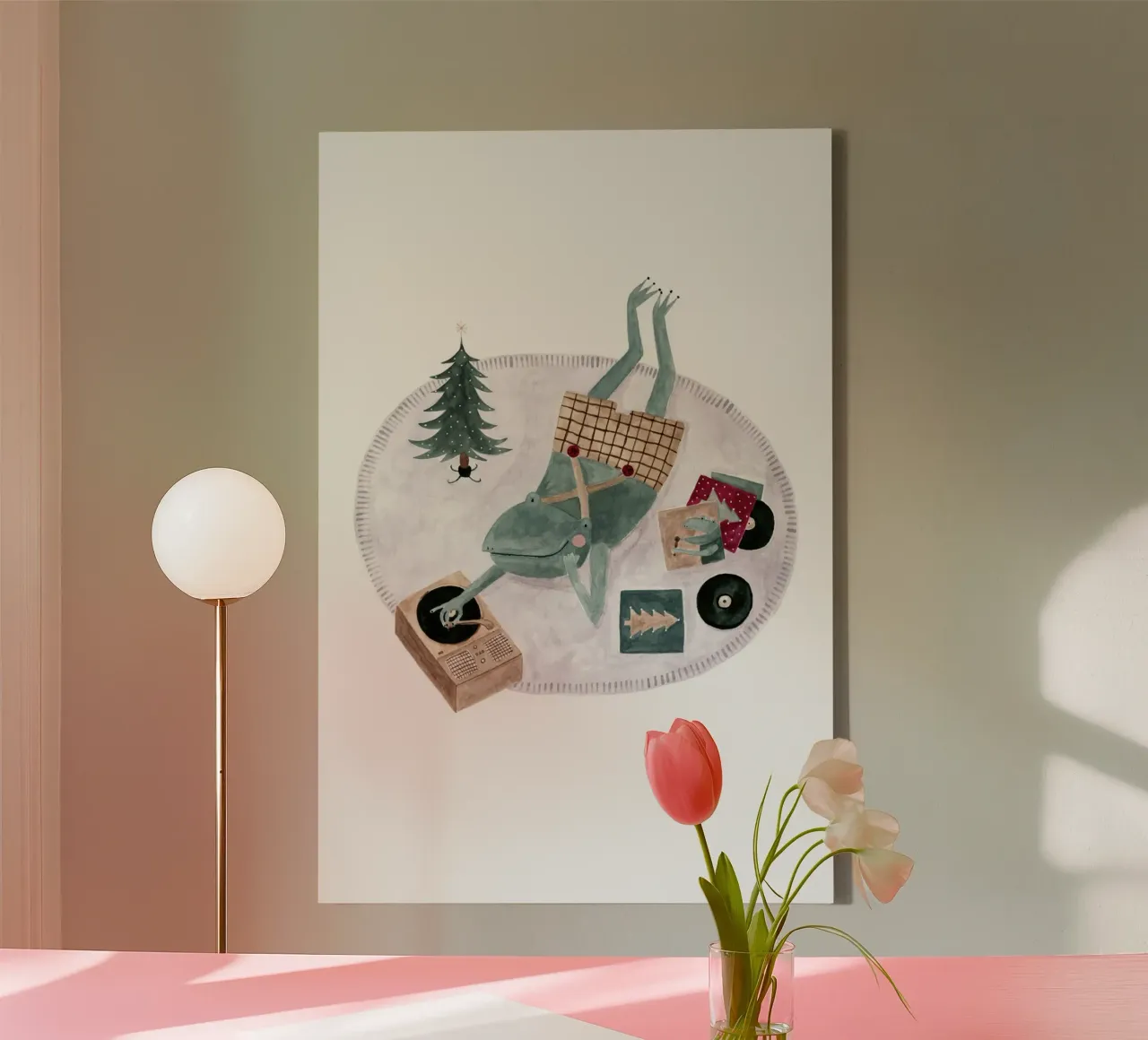 Claudia Voglhuber - Weihnachtsmusik und Frosch tela con Cornice a cassetta da The Artcircle
