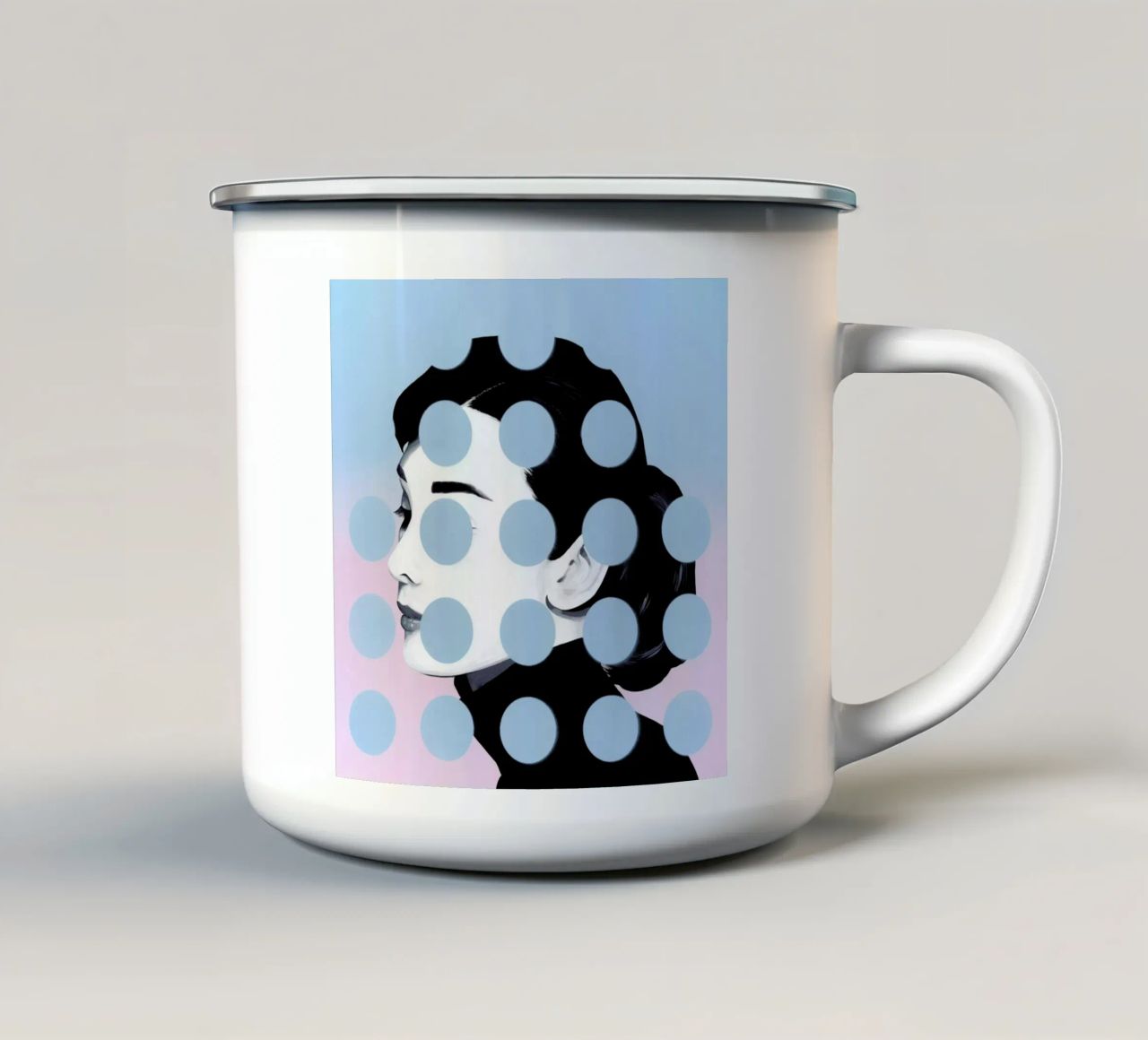 Audrey Dots tazza in smalto da Famous When Dead