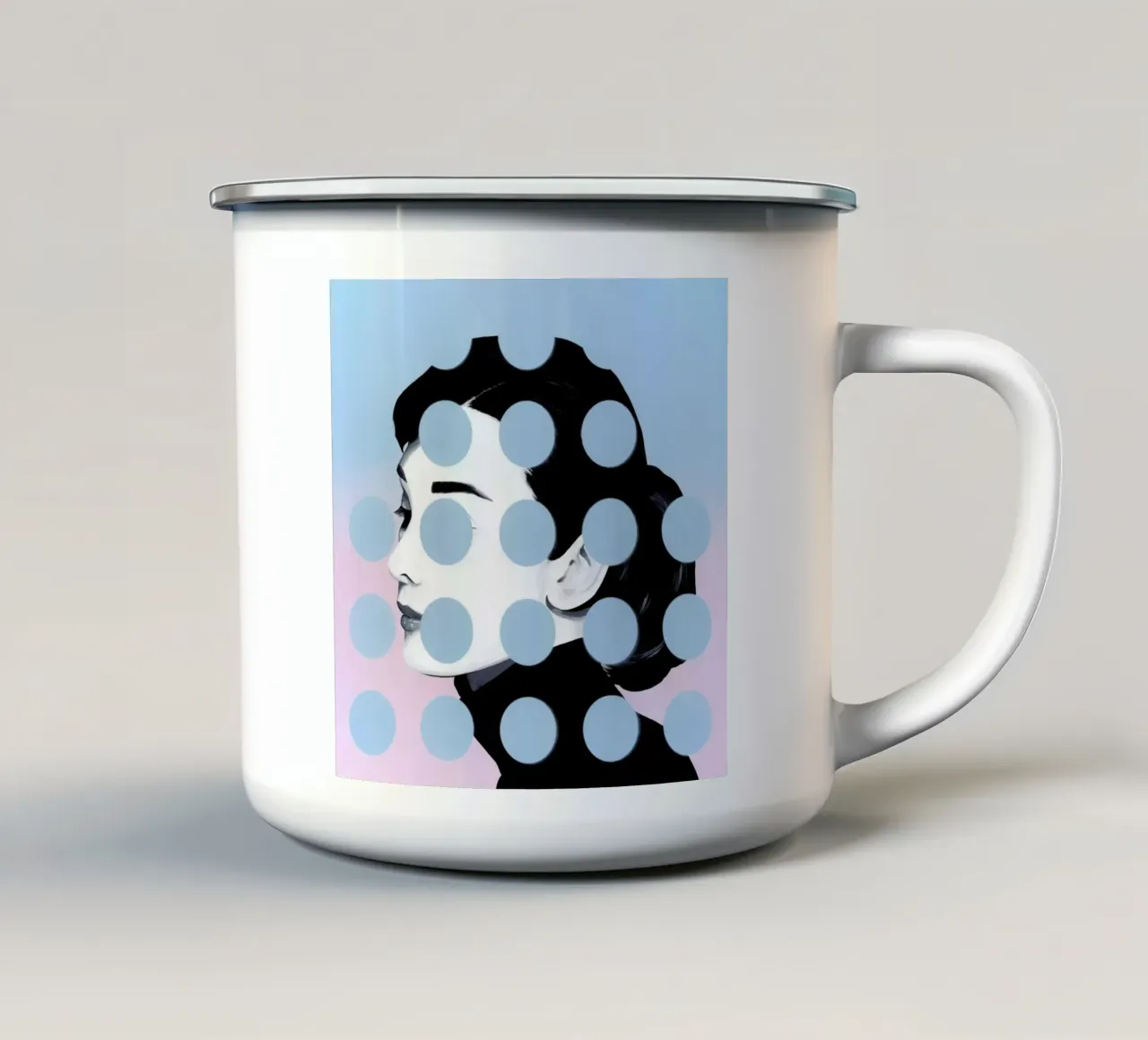 Audrey Dots taza de esmalte de Famous When Dead