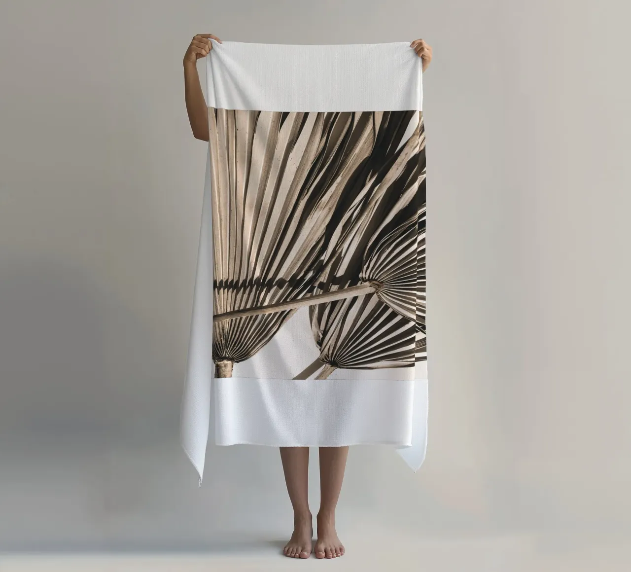 Exotic minimalism" - Palm leaf art motif beach towel by Whole©