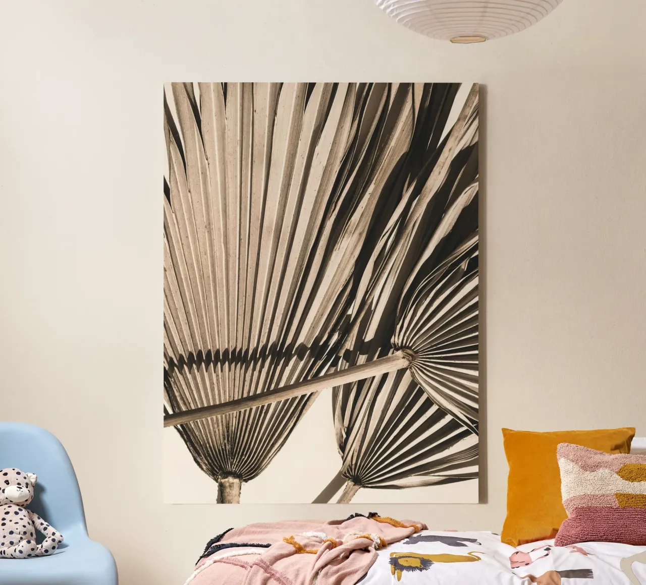 Exotic minimalism" - Palm leaf art motif canvas with Floater frame by Whole©