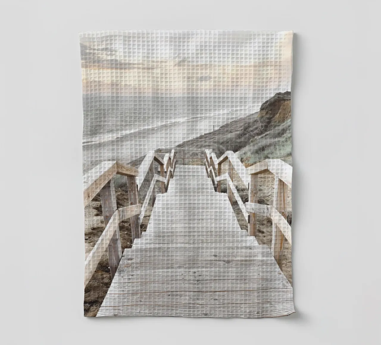 Vue sur la côte "Chemin en bois" - Design de plage apaisant torchon de Whole©
