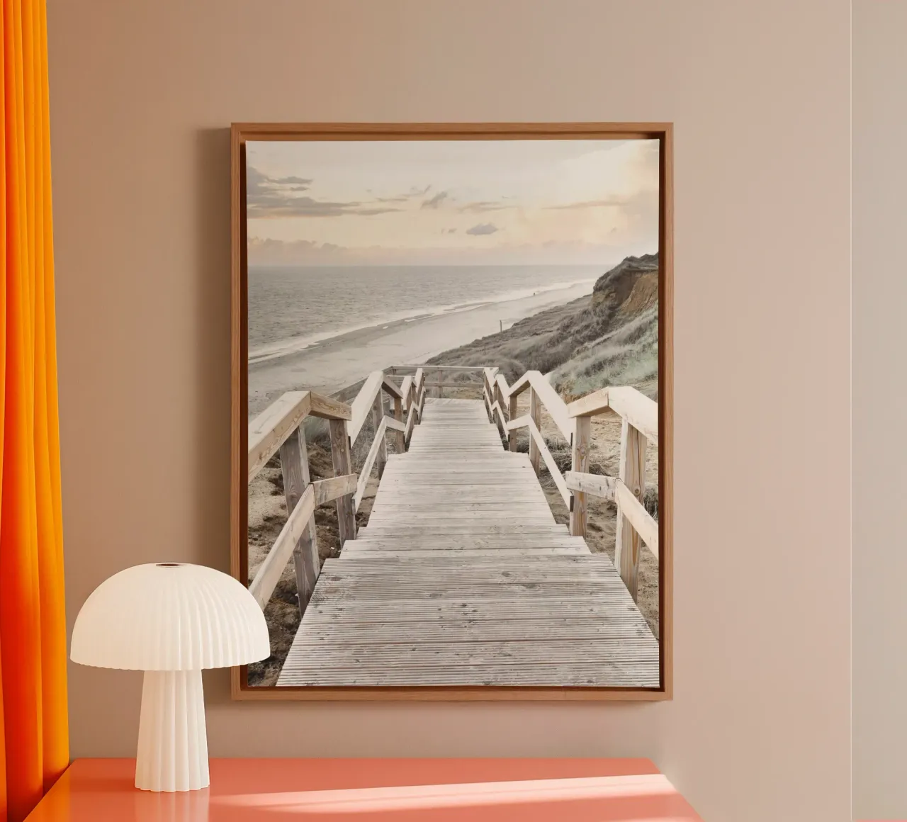 Vue sur la côte "Chemin en bois" - Design de plage apaisant toile avec Caisse américaine de Whole©