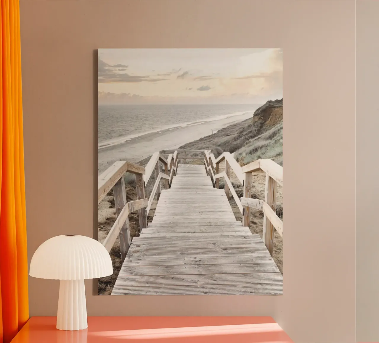 Vue sur la côte "Chemin en bois" - Design de plage apaisant toile avec Caisse américaine de Whole©