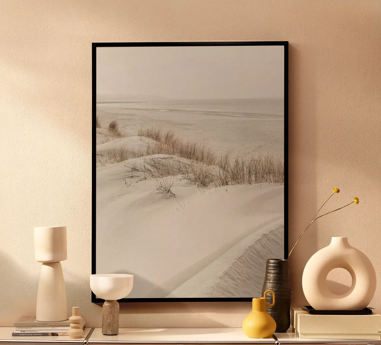 Sanfte Dünen am Strand – Beruhigende Küstenlandschaft Poster von Whole©