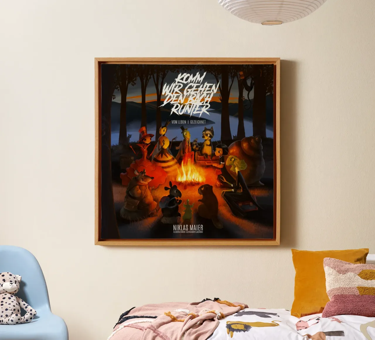 KOMM, WIR GEHEN DEN BACH RUNTER tela con Cornice a cassetta da Cute'n'Rude