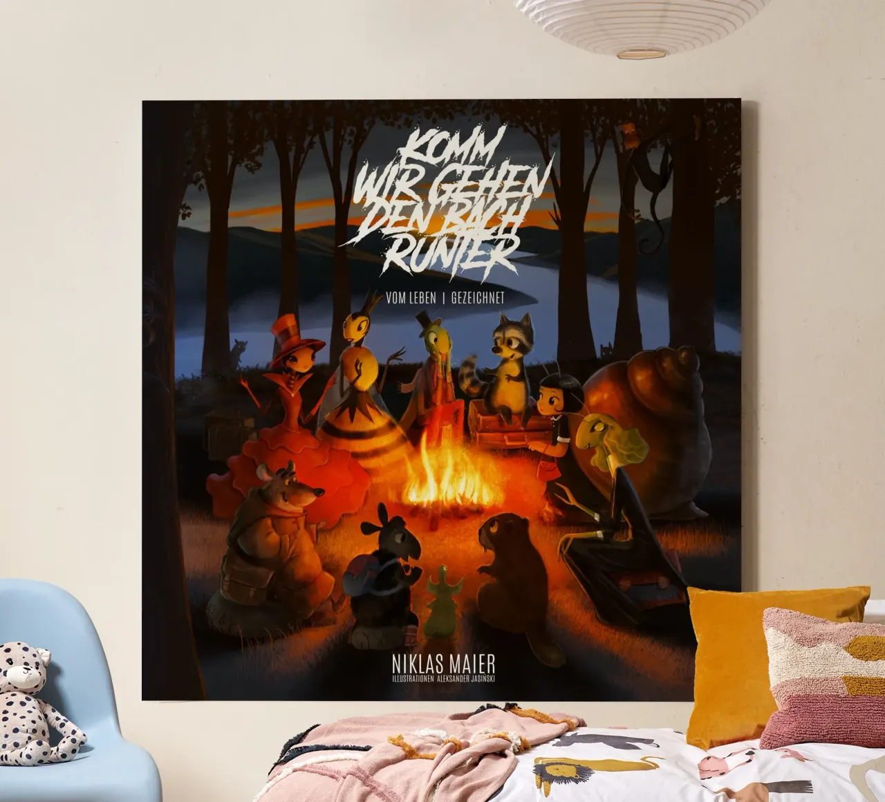 KOMM, WIR GEHEN DEN BACH RUNTER tela con Cornice a cassetta da Cute'n'Rude
