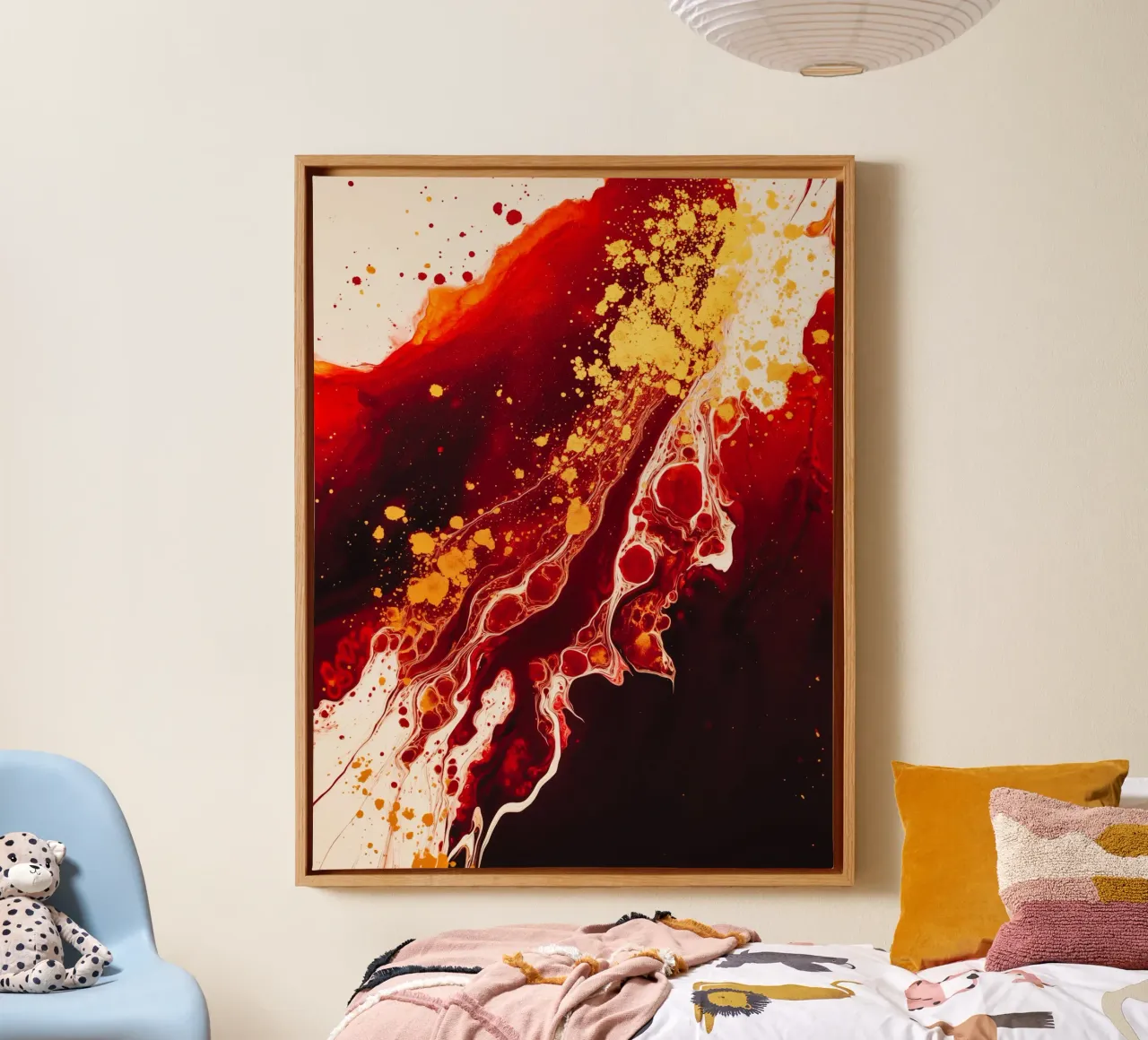 Fireworks of emotions | Fluid Art | Red with gold canvas by Autofocus