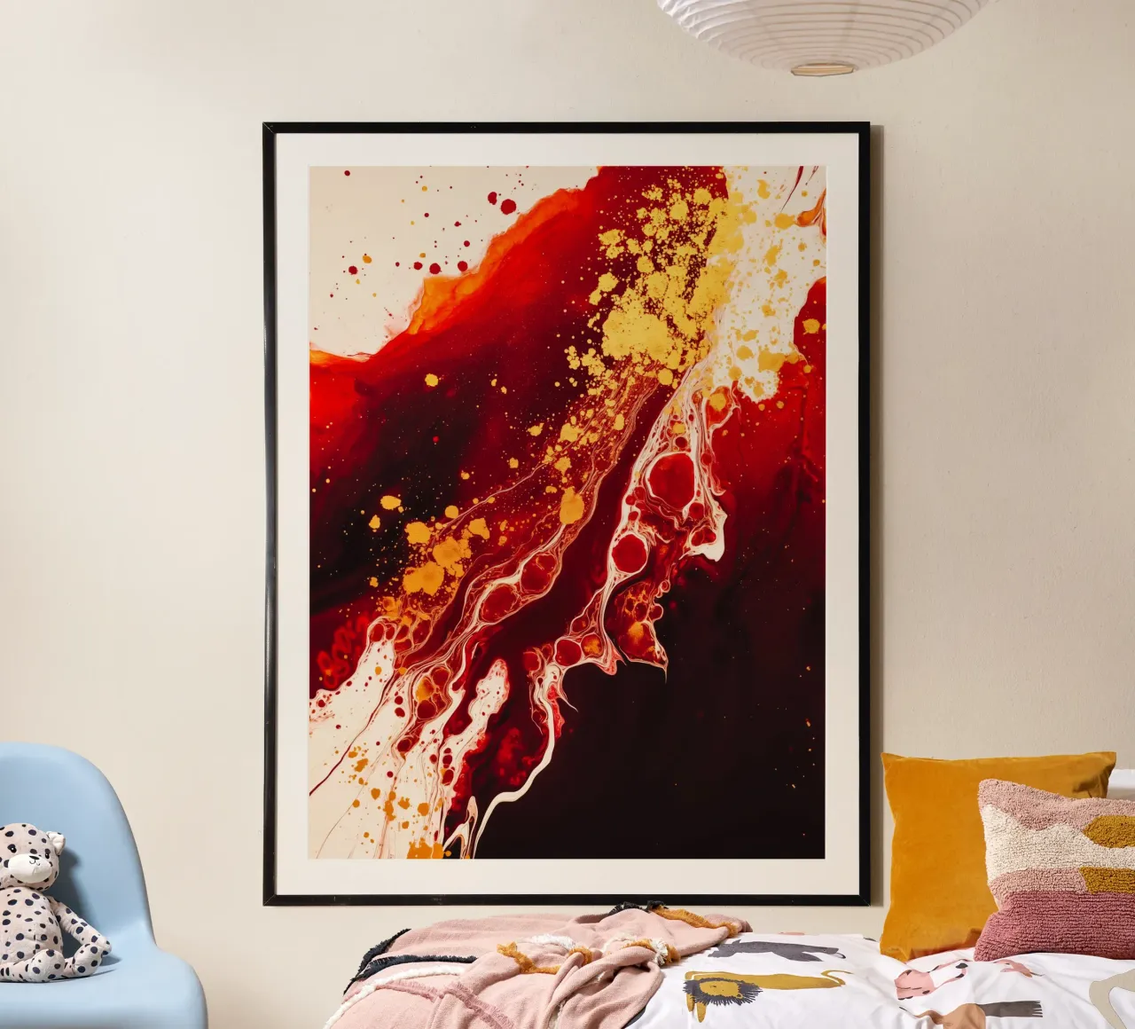 Fireworks of emotions | Fluid Art | Red with gold hahnemühle by Autofocus