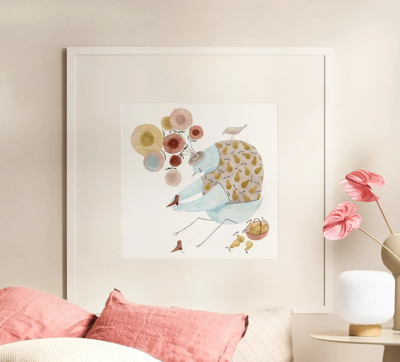 Claudia Voglhuber - Schuhe und Birnen poster con telaio in plastica da The Artcircle