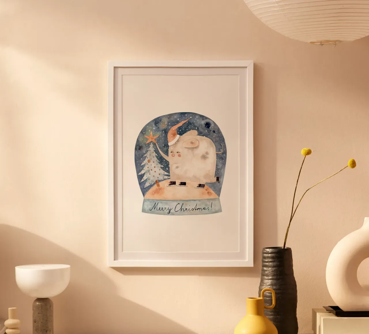 Claudia Voglhuber - Schneekugel poster con telaio in legno da The Artcircle