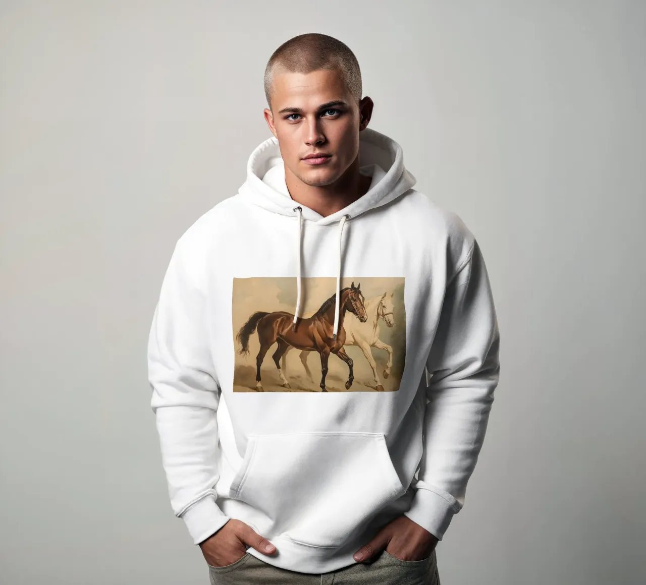 Cavalli al galoppo felpa con cappuccio da Melloi Art Print