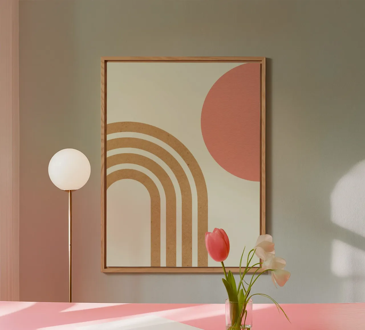 Arcobaleno rosa e oro di metà secolo alluminio dibond da MoonlightPrint