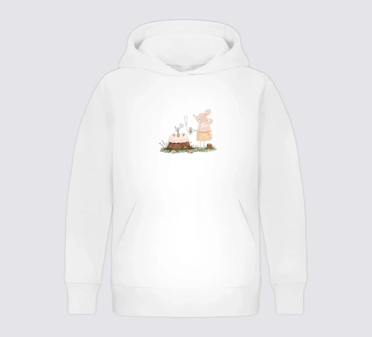 Claudia Voglhuber - Maus mit Tee felpa bambino con cappuccio da The Artcircle