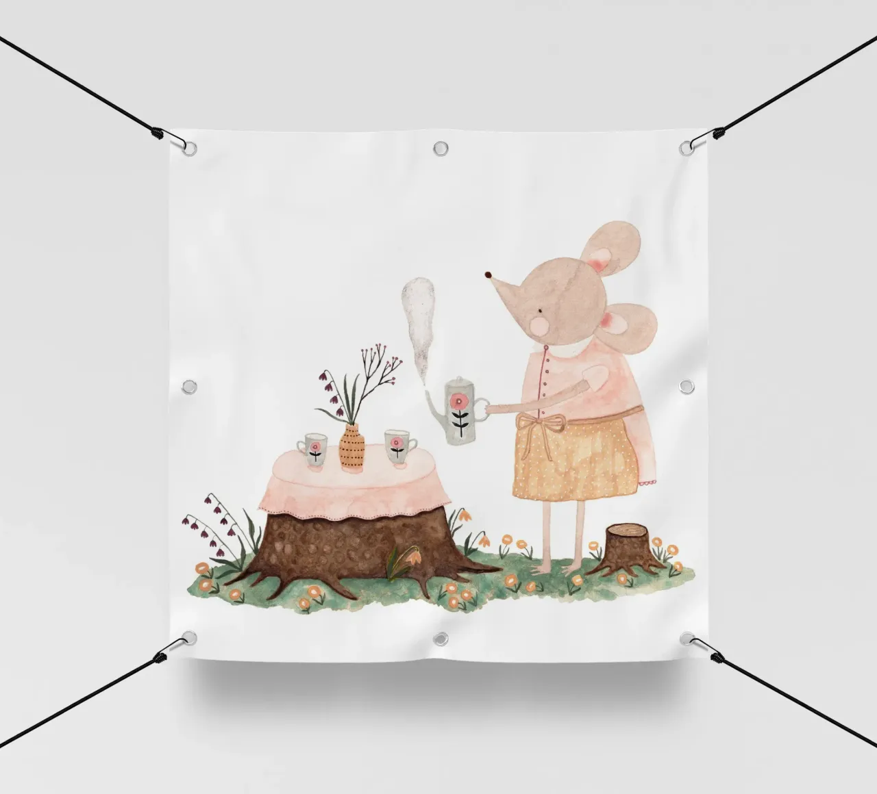 Claudia Voglhuber - Maus mit Tee telo in pvc da The Artcircle
