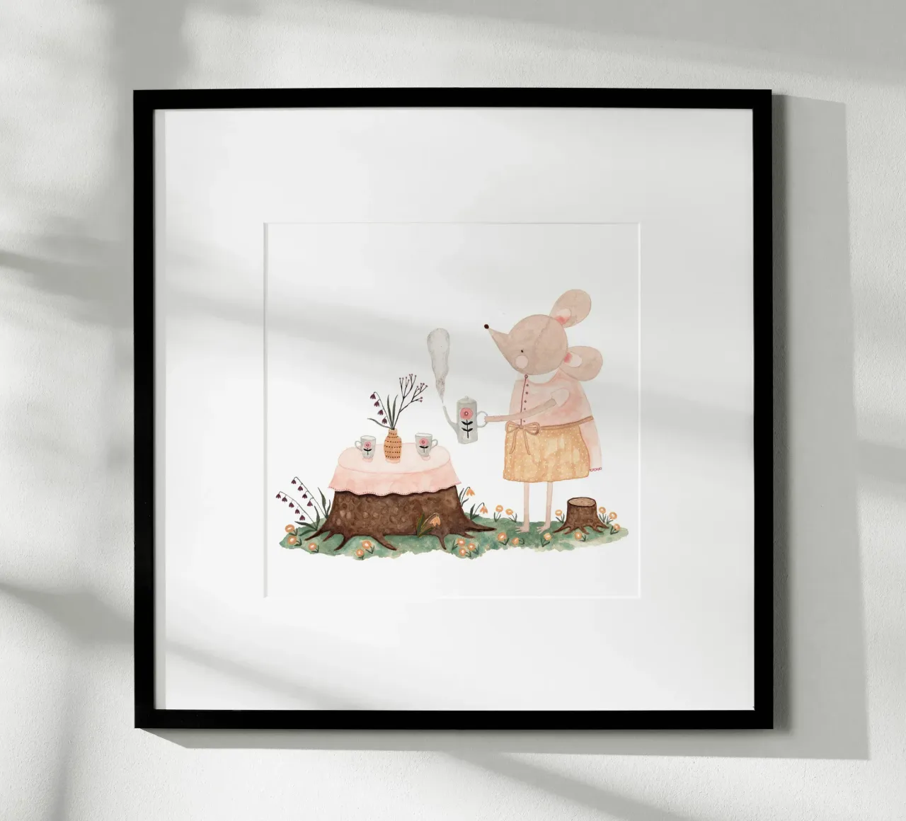 Claudia Voglhuber - Maus mit Tee carta hahnemühle da The Artcircle