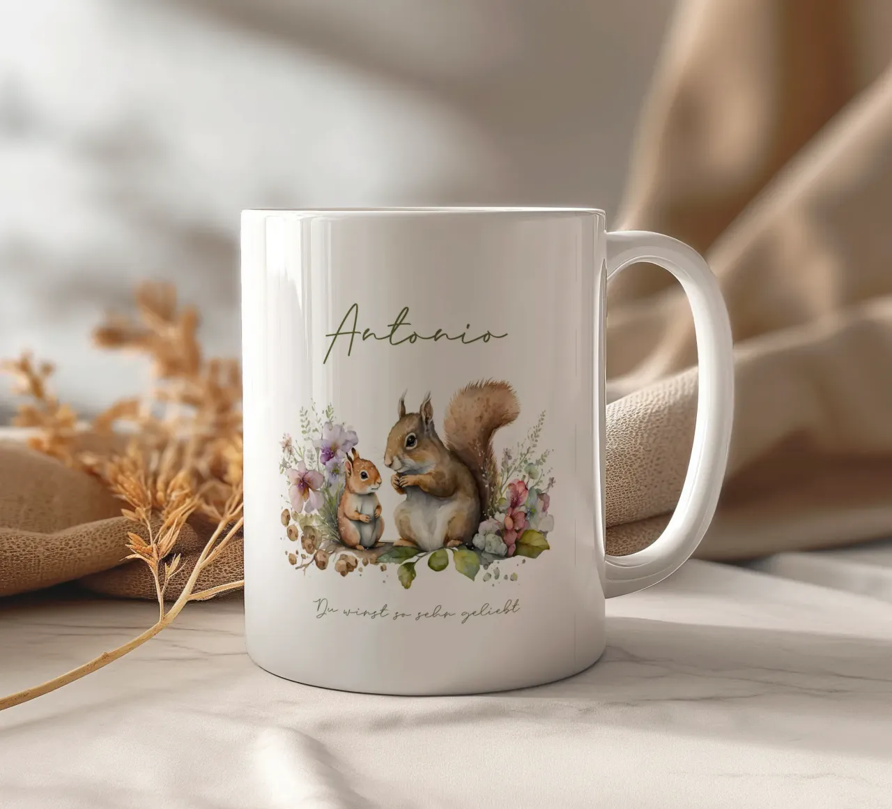 Waschbär und Eichhörnchen tazza in ceramica da Ohkimiko