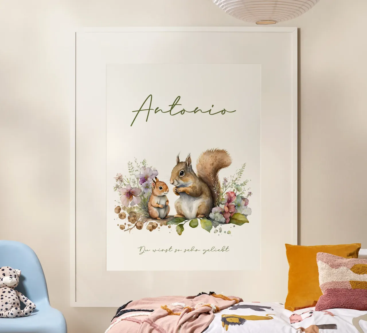Waschbär und Eichhörnchen poster con telaio in plastica da Ohkimiko