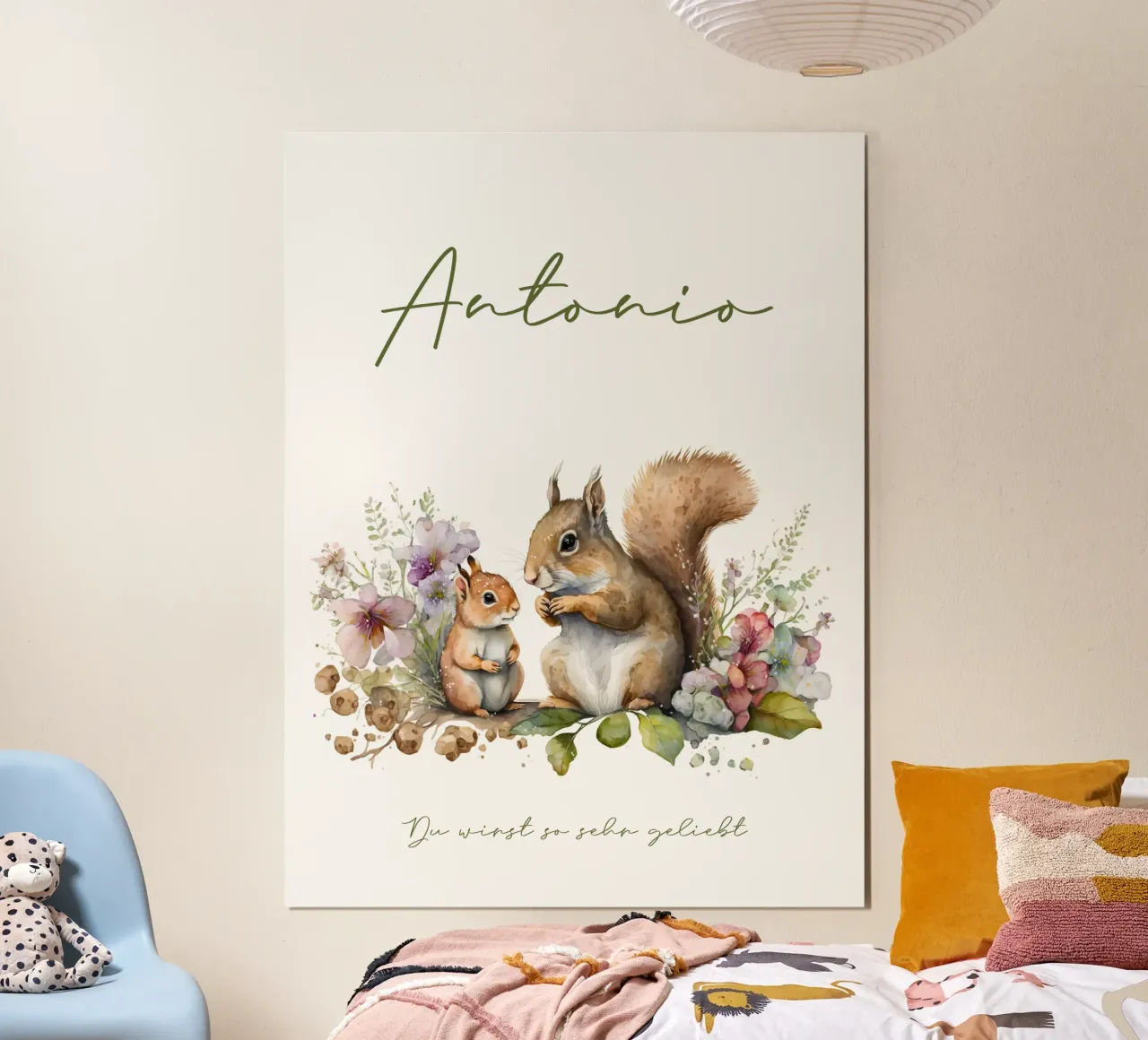 Waschbär und Eichhörnchen poster con telaio in plastica da Ohkimiko