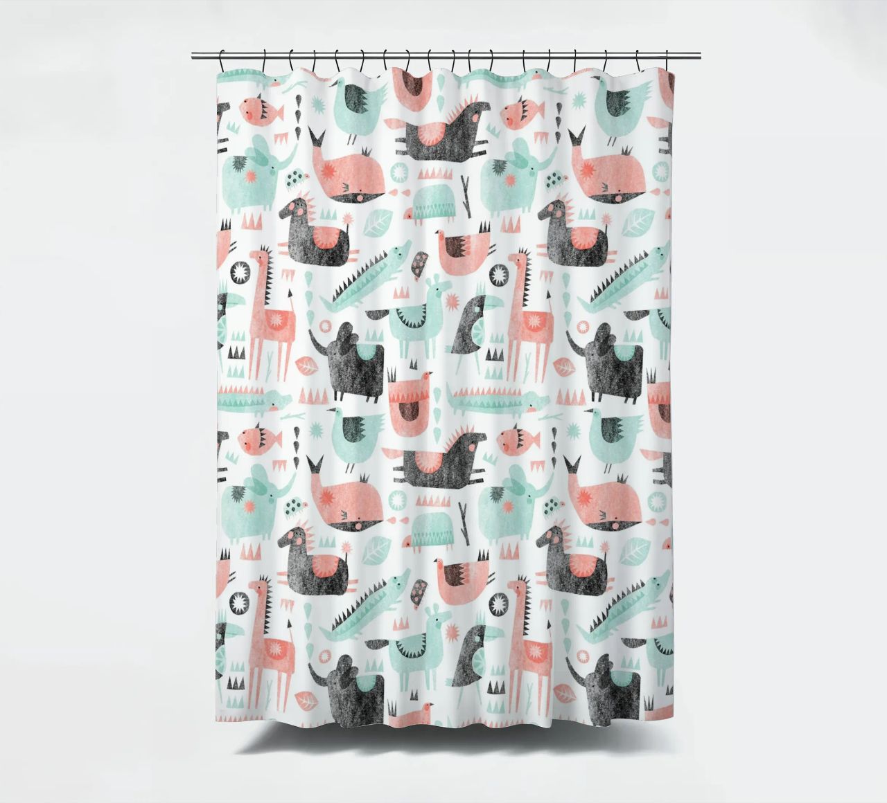 Claudia Voglhuber - Tierparty shower curtain by The Artcircle