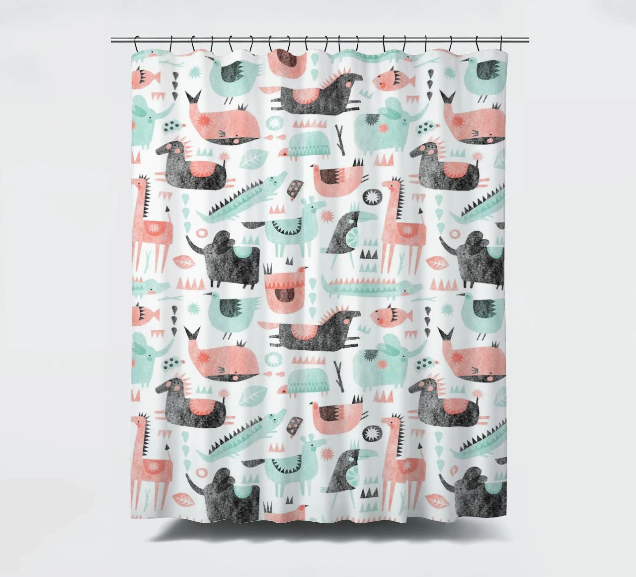 Claudia Voglhuber - Tierparty shower curtain by The Artcircle