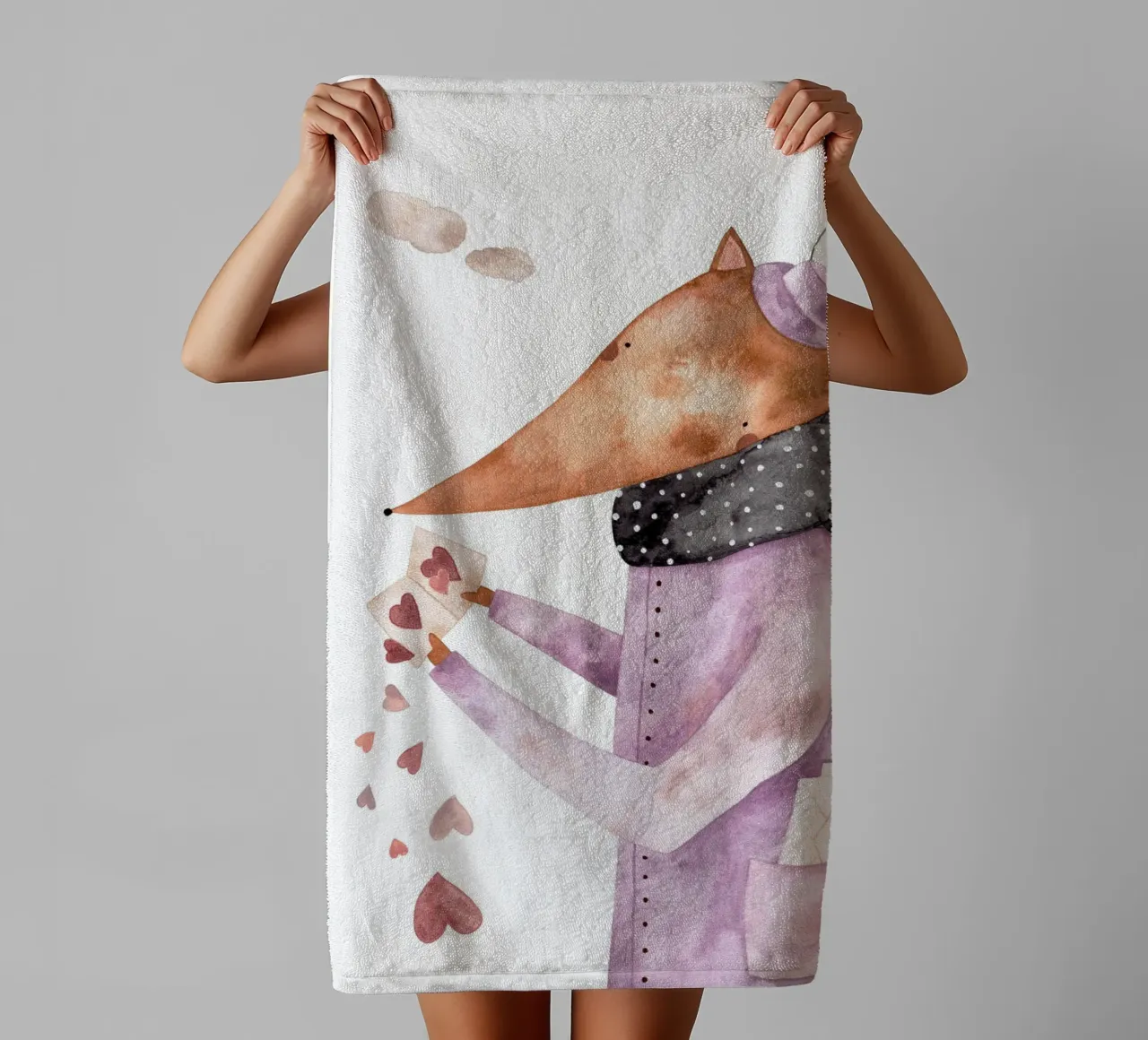 Claudia Voglhuber - Fuchs am Valentinstags asciugamano da bagno da The Artcircle