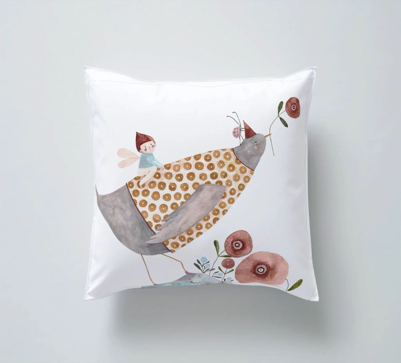 Claudia Voglhuber - Vogelabenteuer cuscino da The Artcircle