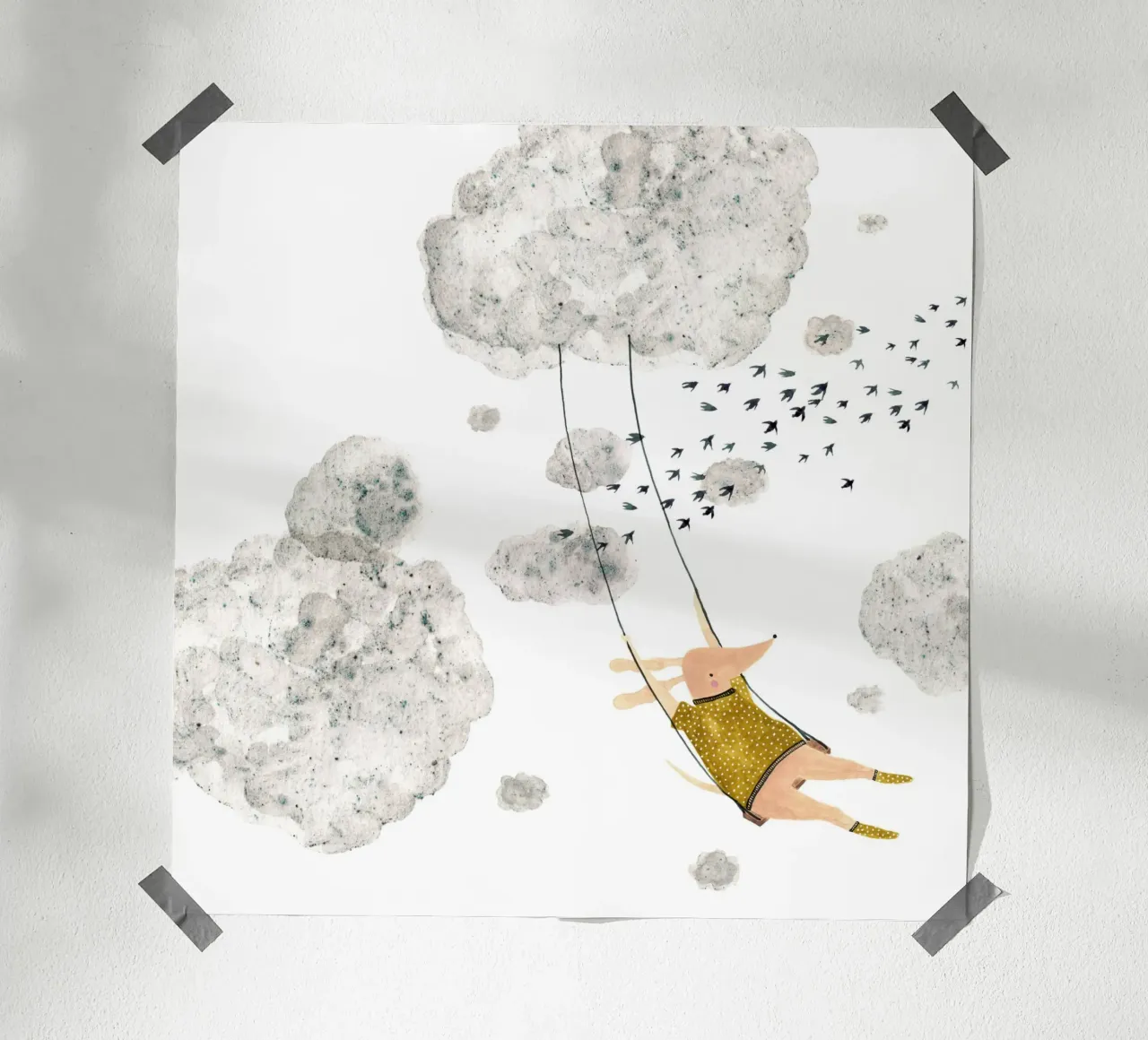 Claudia Voglhuber - Wolkenschaukel poster con telaio in plastica da The Artcircle