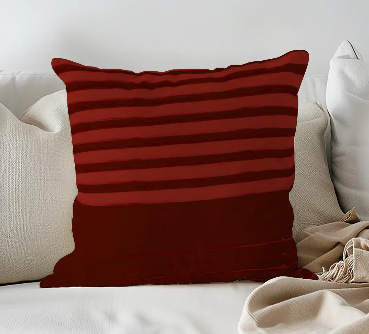 Shutter Studies 3A | Minimal Shape Abstract | Dark Red Brown Kissen von sabidussi