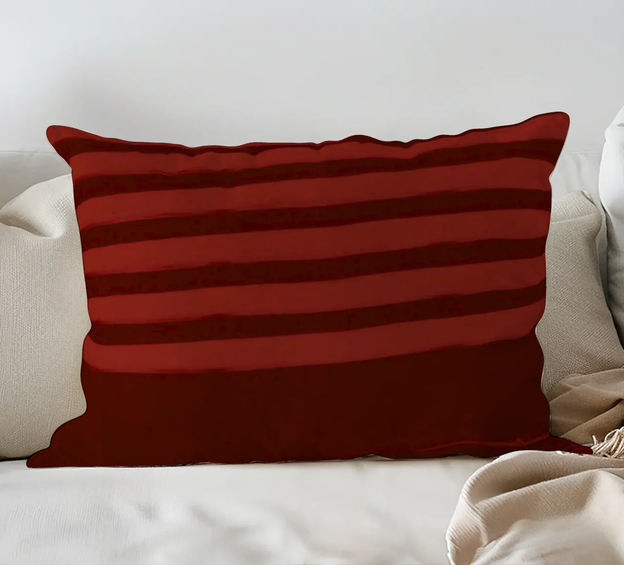 Shutter Studies 3A | Minimal Shape Abstract | Dark Red Brown Kissen von sabidussi