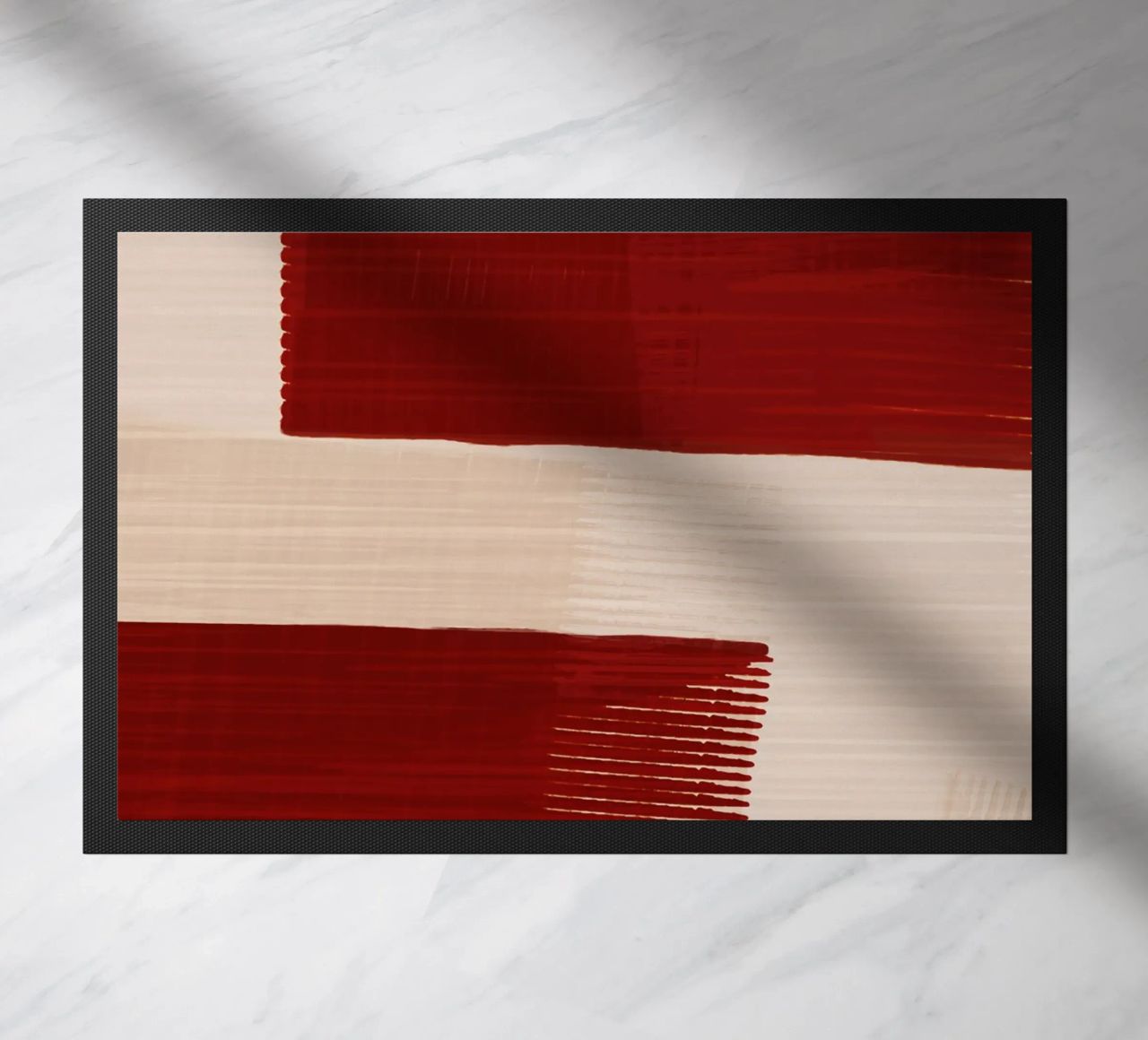 Shutter Studies 2 | Red & Neutral Cream Fußmatte von sabidussi