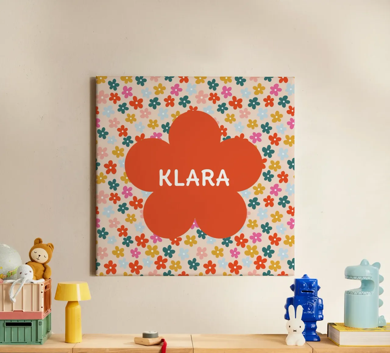 Fröhliche Blumen canvas met Baklijst van Ohkimiko