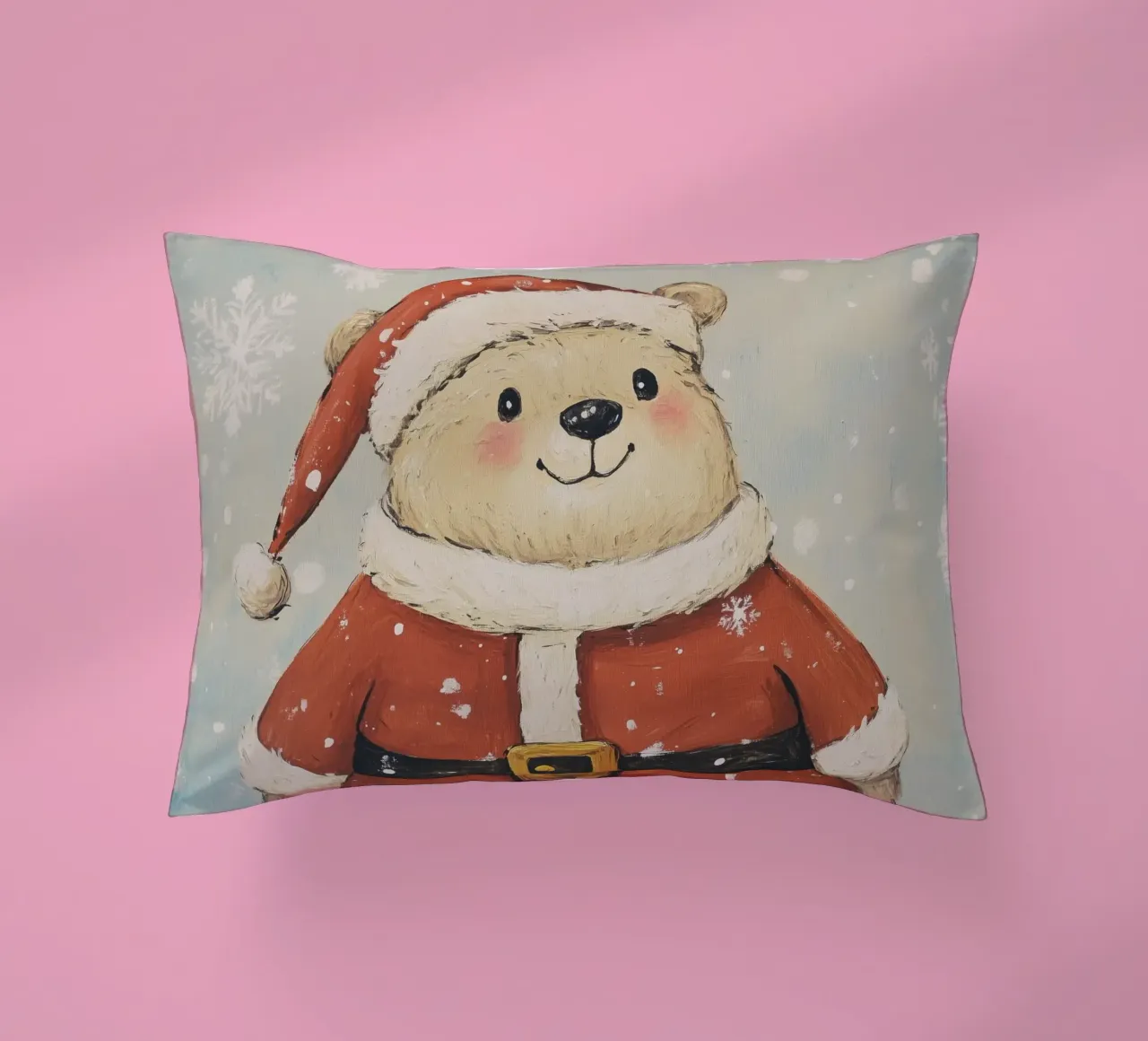 Bear Santa decorative cushion by Melloi Art Print