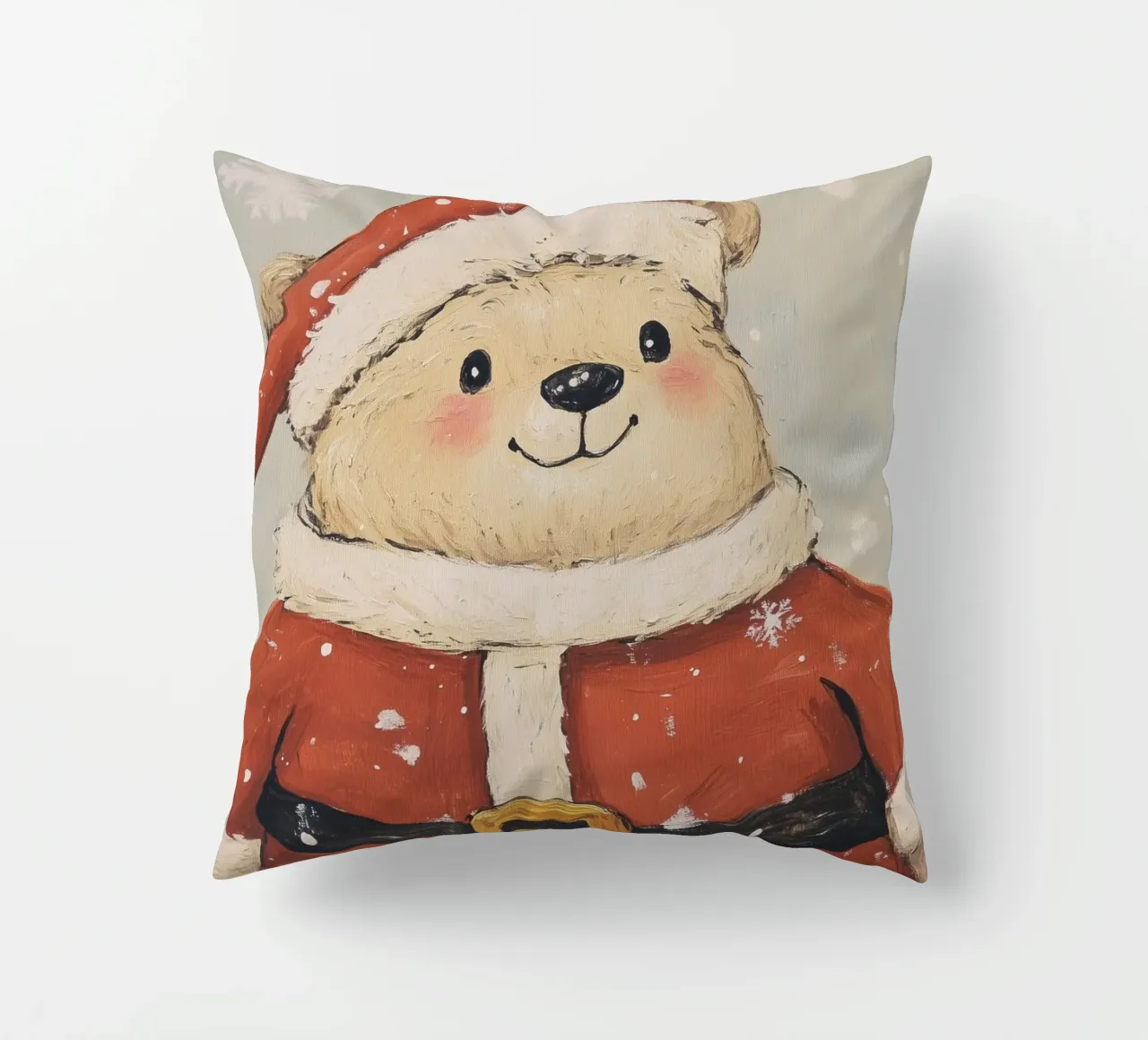 Bear Santa decorative cushion by Melloi Art Print
