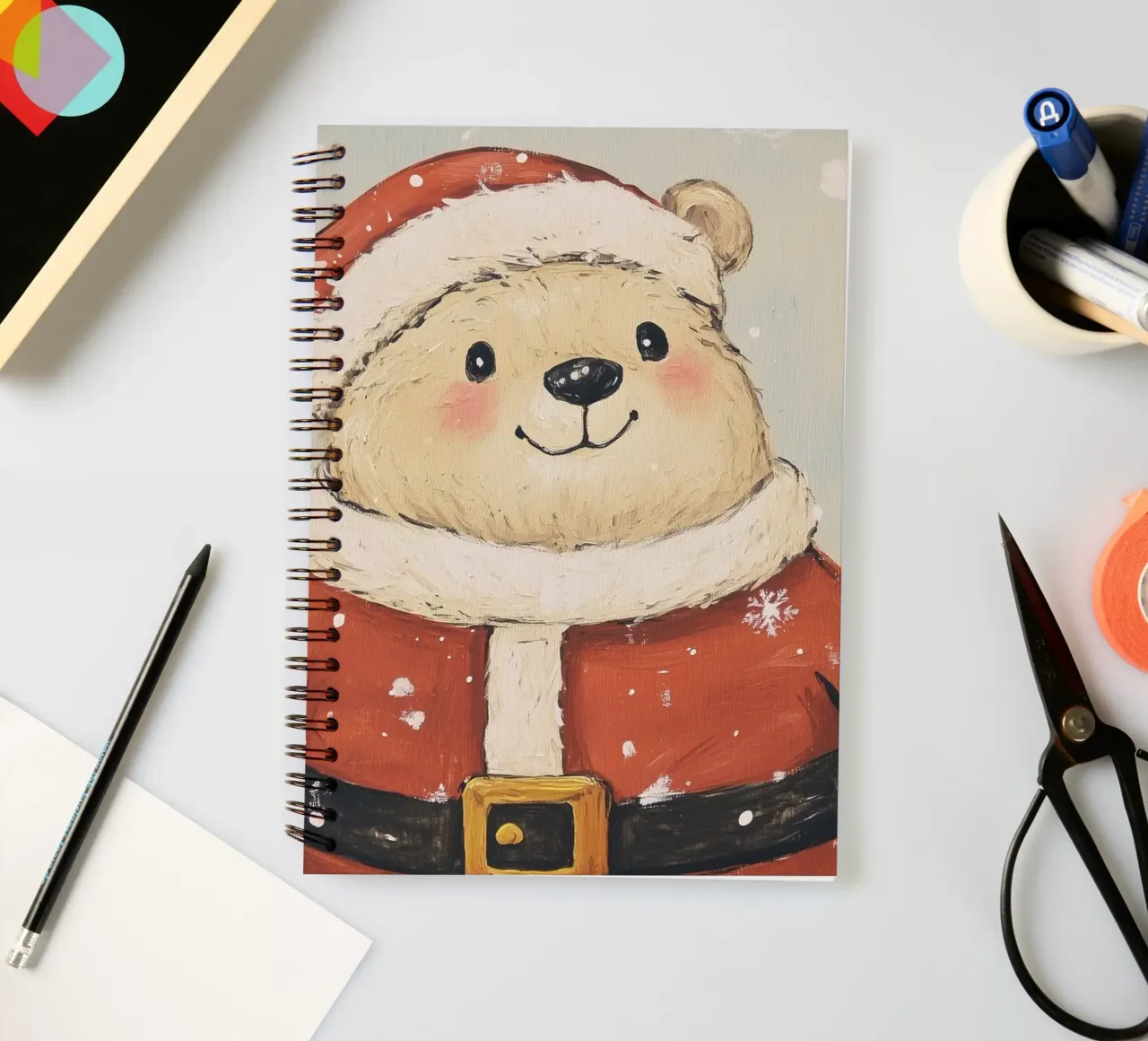 Bear Santa spiral notebook by Melloi Art Print