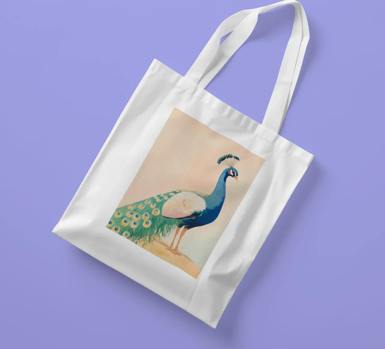 Pavone colorato borsa in juta da Melloi Art Print